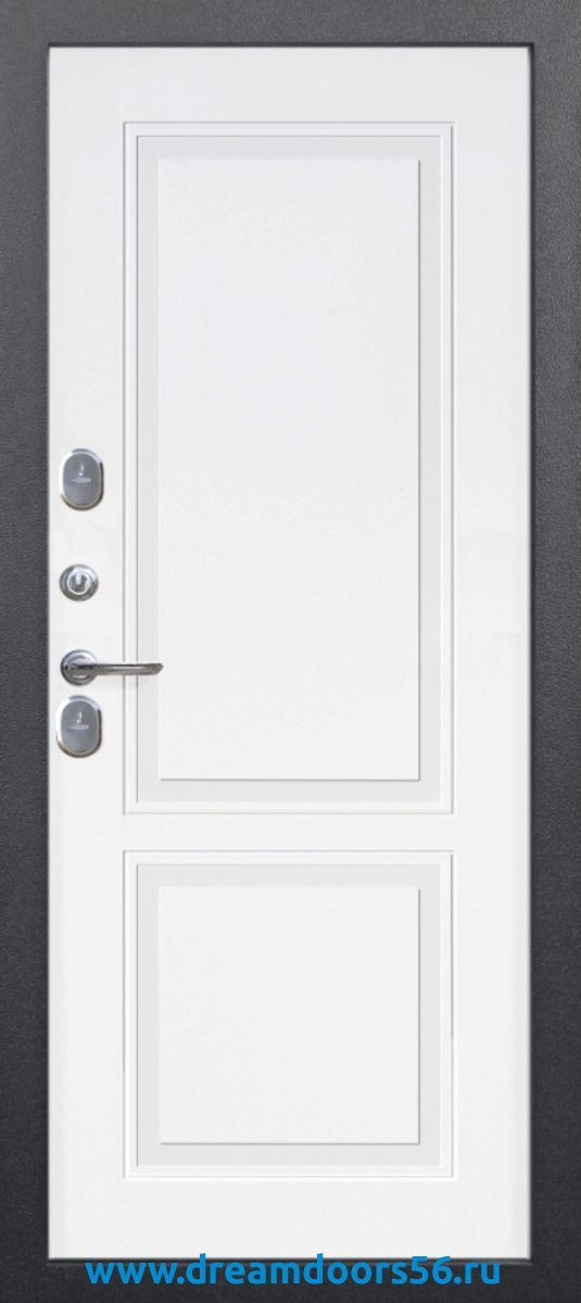 Входная уличная дверь Изотерма Серебро Велюр белый софт