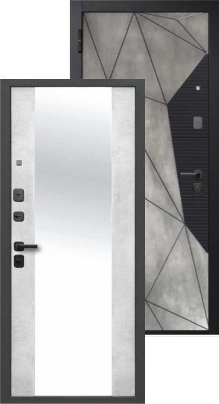 Входная дверь Геометрия зеркало бетон снежный Входная дверь Геометрия зеркало бетон снежный